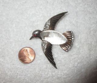 Crown Trifari Sterling Silver Jelly Belly Dove Pin Brooch Alfred Philippe Rare