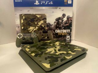 Sony Playstation 4 Slim 1tb Ps4 Call Of Duty Ww2 Limited Edition Rare Console