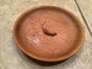 Robert Thompson Mouseman Solid Carved Oak Fruit Bowl - A Rare Thing 3