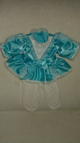 Vintage Cabbage Patch Kids Pretty Blue Dress With Lace Tights