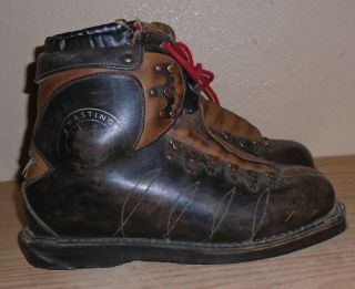 Kastinger Antique Leather Downhill Ski Boots Size 9 Vintage