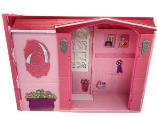 2007 Barbie My Perfect House Fold Up Pink Dollhouse Incomplete