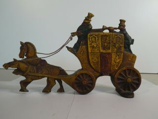 Antique Cast Iron Doorstop Of Royal Mail Stagecoach