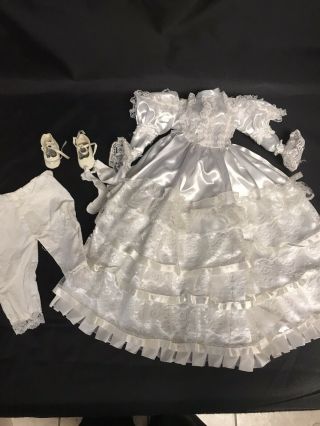 Vintage Wedding Dress And Shoes For 18 " Porcelain Doll