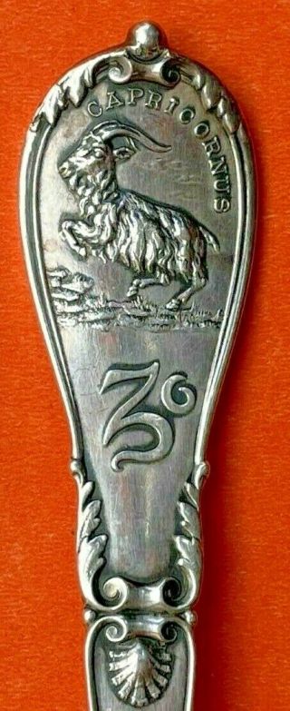 Big 5 - 7/8” December Birthmonth Zodiac Sterling Silver Souvenir Spoon By Gorham