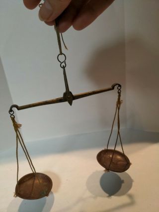 Vintage Small Hanging Apothecary Balance Scales Witn Weights
