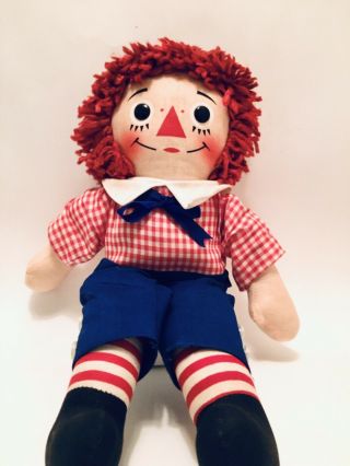 1973 Vintage Knickerbocker’s Raggedy Andy Doll W/ Tag And Cup 15”