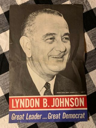 Rare Lyndon B.  Johnson (lbj) Campaign Poster From 1960 Jfk Campaign