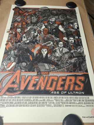 Tyler Stout 2015 Avengers: Age Of Ultron Poster - Cast & Crew Variant Ap Rare