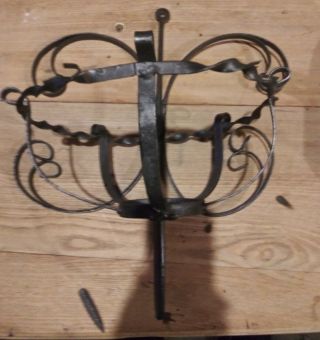 Vintage Wrought Iron Wall Decor Plant Holder Hanging 18 " X 14 " X 12 ".