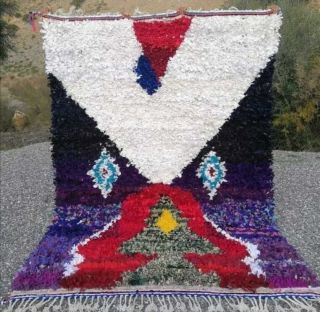 Beni Ourain Vintage Moroccan Rug Azilal Berber Tapis Handmade Carpet 8″x5″ Feet