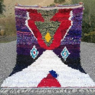 beni ourain Vintage Moroccan Rug azilal berber tapis handmade carpet 8″x5″ feet 2