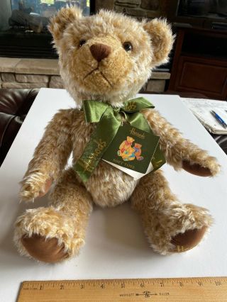 Harrods Knightsbridge Teddy Bear Plush Brown Beige Green Ribbon Bow W/tags