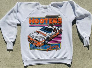 Rare Vintage 1992 Alan Kulwicki Hooters Ford Nascar Sweatshirt - Medium