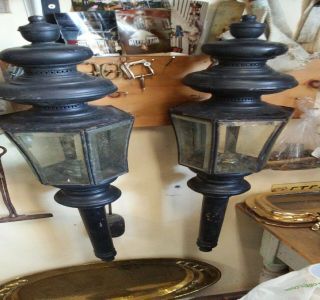 Rare Pair Matched Coach Lanterns,  Victorian Beveled & Cut Glass,  Lg.