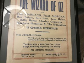The wizard of oz release savoy cinema Film poster may 1940 very rare 3