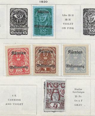 5 Carinthia Stamps From Quality Old Antique Album 1920
