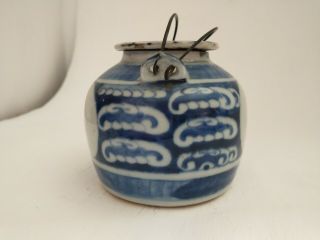 Antique Chinese Blue and White Porcelain Teapot Bats Manchu script 19th Century 2