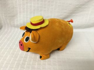 Htf 6” Vintage Dakin Dream Pets Orange Pig Plush Toy Hambone Yellow Hat Rare Vtg