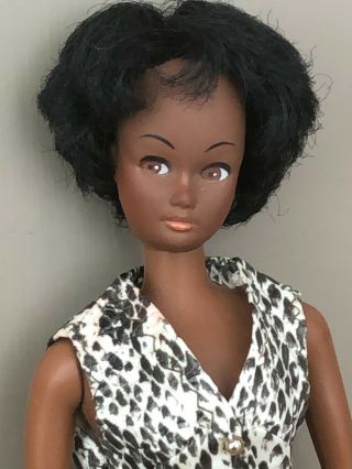 Vintage Aa African American Hong Kong Barbie Doll Clone,  Snake Skin Dress,  Boots