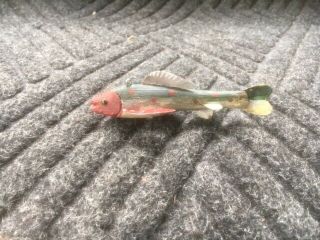 Vintage Fish Decoy Ice Spearing Lure 4 1/2in Old Minnow Swims Good Bay City Mi.