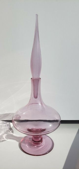 Blenko Rose Pink Glass Decanter 6212 S Euc Mcm Vintage Retro W/ Stopper Rare