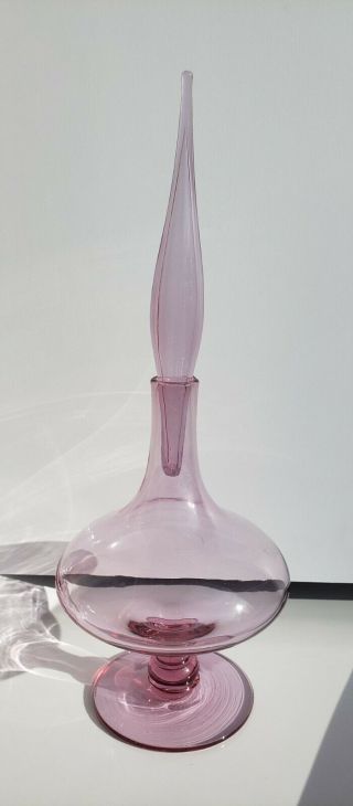 Blenko Rose Pink Glass Decanter 6212 S EUC MCM Vintage Retro w/ Stopper RARE 2