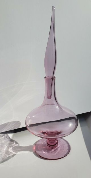 Blenko Rose Pink Glass Decanter 6212 S EUC MCM Vintage Retro w/ Stopper RARE 3