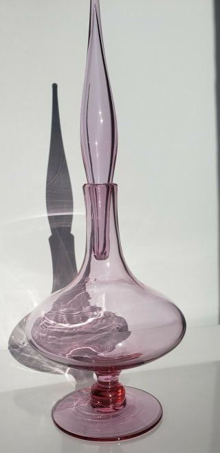 Blenko Rose Pink Glass Decanter 6212 S EUC MCM Vintage Retro w/ Stopper RARE 4
