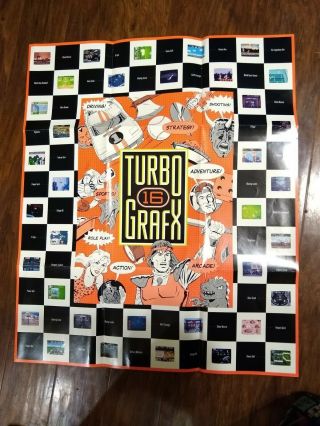 Turbografx 16 Poster 30x25 Vintage Tg16 1989 Turbo Grafx Rare