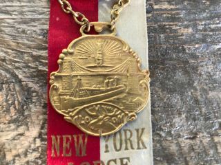 Antique ribbon & medal 1924 Loyal Order of Moose Convention NYC Aurora IL orig. 2