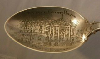 Watson Sterling Souvenir Spoon Pratt County Court House Kansas Acid Engraved Bwl