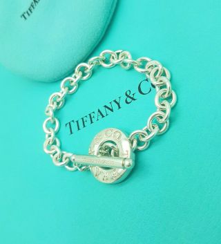 Tiffany & Co.  Rare Toggle Logo Charm 7.  5 Inches Sterling Silver Bracelet 3