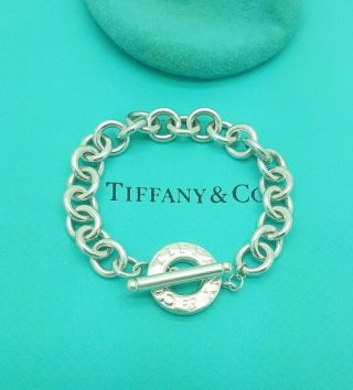 Tiffany & Co.  Rare Toggle Logo Charm 7.  5 Inches Sterling Silver Bracelet 4