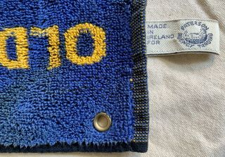 VINTAGE BLUE & YELLOW GOLF TOWEL OLD COURSE ST ANDREWS SCOTLAND with Grommet 3