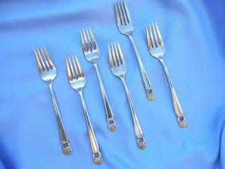 6 Salad Forks In The “eternally Yours” Pattern - 1847 Rogers Bros.  6 3/4 In.