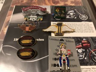 6 Rare Old Harley Davidson Pins Australia Sturgis 1 Wings