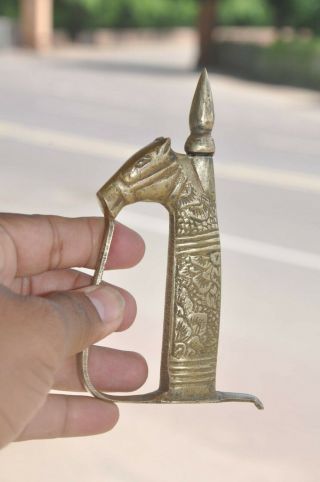 Unique Brass Horse Face Crafted Engraved Small Sword/dagger Handle/hilt