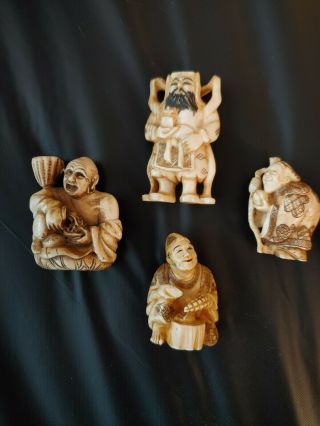 Antique Chinese Soapstone Carved Figurines 1940 - 1950 - Size 1 " To 2 "