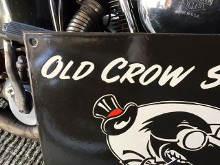 RARE VINTAGE PORCELAIN 1948 OLD CROW SPEED SHOP SIGN Hot Rod Ford Chevy Harley 4