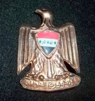 Large Iraqi Army Cap Badge 1991 Gulf War Saddam Hussein Era Rare Find