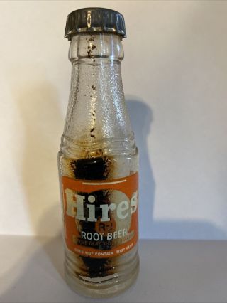 Rare Vintage Hires Root Beer Miniature Glass Bottle Mini Bills Glass 3.  5”