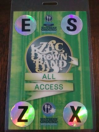 Zac Brown Band Tour Backstage Pass Laminate Rare Concert All Access Vip