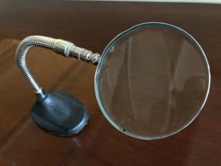 Vintage Antique Magnifying Glass On Goose Neck Stand,  Stamps Fly Fishing
