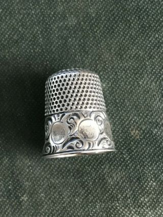 Sterling Silver Ketcham & Mcdougall Co Thimble Floral Design Size 8 Antique