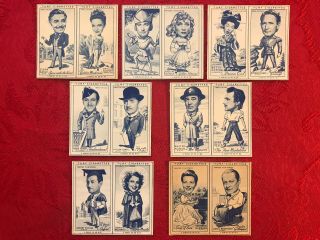 1949 Carreras Famous Film Stars Turf Cigarette Cards 14 Cards - Rare Doubles - Vg - Ex