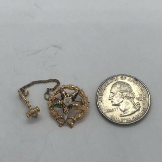 Vintage 10k Gold Order Of The Eastern Star Masonic Lapel Pin W/ Gavel Antique