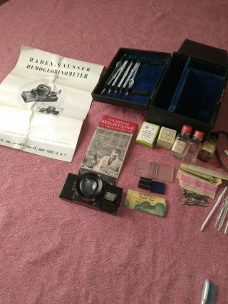 Antique 1945 Clay Adams Haden - Hausser Hemoglobinometer Hematology Outfit Kit