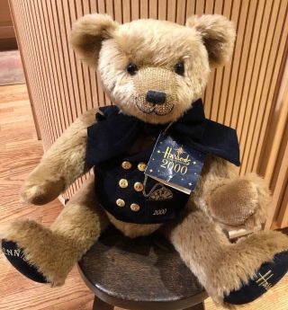 Harrods 2000 Millennium Teddy Bear With Navy Vest And Brass Buttons Tag 3