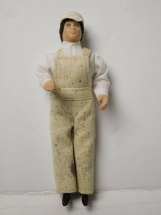 Vintage Miniature Dollhouse Hard Plastic Handyman Painter Character Doll